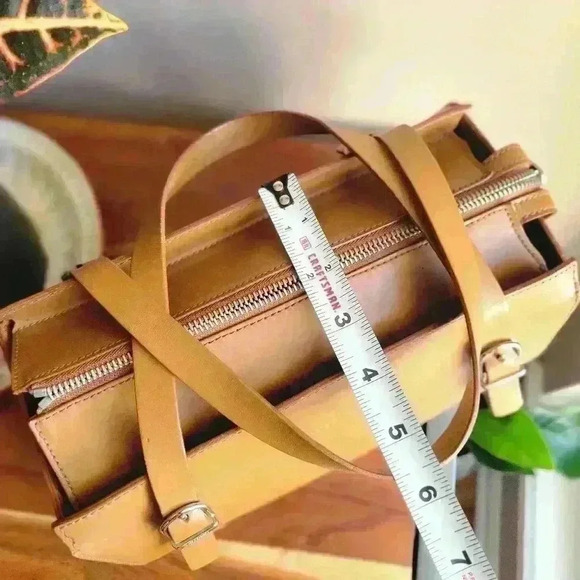 Rare Find Trussardi Brown Smooth Italy Leather Small Silvertone Logo Handbag - Picture 10 of 12